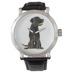 Schwarze Labrador retriever-Kunst-Uhr Armbanduhr