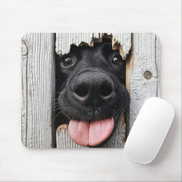 Schwarze Labrador-Retriever-Nase im Holzloch Mousepad