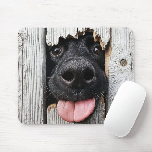 Schwarze Labrador-Retriever-Nase im Holzloch Mousepad (Mit Mouse)