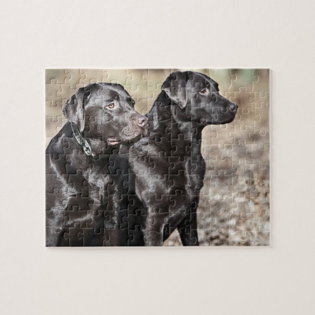 Schwarze Labrador-Retriever Puzzle (Horizontal)