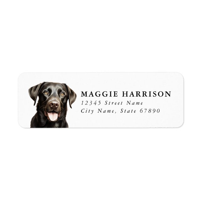Schwarze Labrador Retriever Rücksende-Adressetiket (Vorne)