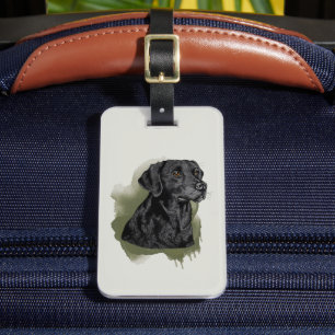 Schwarze Labrador Retriever Wasserfarben-Hundekuns Gepäckanhänger