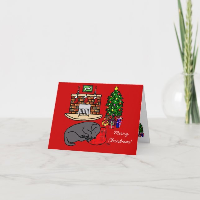 Schwarze Labrador retriever-Weihnachtskarten Feiertagskarte (Vorderseite)