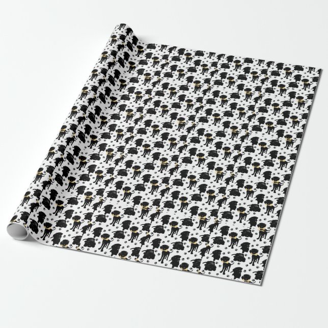 Schwarze Labrador Retriever Welpen Geschenkpapier (Ungerollt)