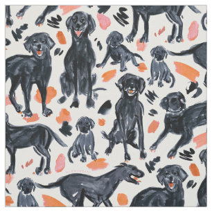 SCHWARZE LABRADOR RETRIEVERE Aquarellfarbenfarbene Stoff