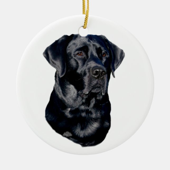 Schwarze Labrador retrieverhauptverzierung Keramikornament (Vorne)
