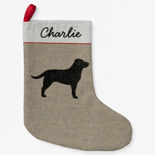 Schwarze Labrador-Silhouette-personalisierter Kleiner Weihnachtsstrumpf