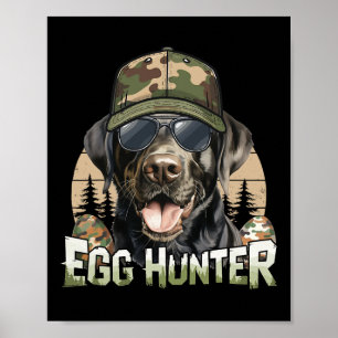 Schwarze Labrador-Tarnkappe Ei-Jäger Vintage-Oster Poster