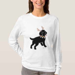 Schwarze Labrador-Weihnachtsgeweihe T-Shirt