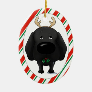 Schwarze Labrador-Weihnachtsverzierung Keramik Ornament