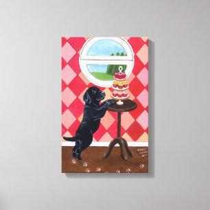 Schwarze Labrador Welpen und Cupcakes Artwork Leinwanddruck
