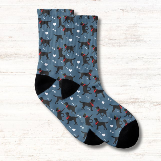 Schwarze Labradore Labrador Retriever Hört Navy Bl Socken (Black Labs Socks)