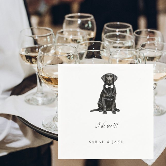 Schwarze Labradorhunde-Hochzeitsservietten mit Fli Serviette (Von Creator hochgeladen)