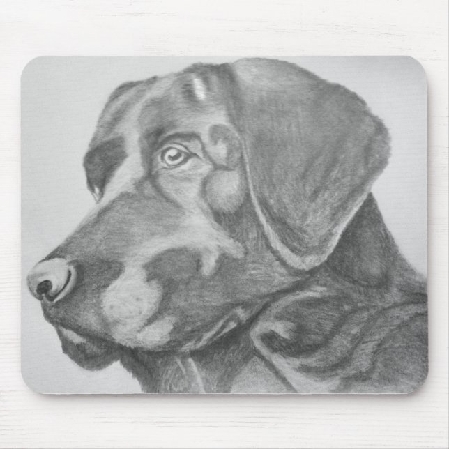 Schwarze Labradorskizze-Mausunterlage Mousepad (Vorne)