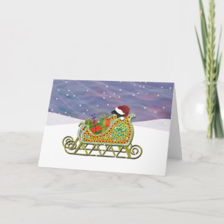 Schwarze Labradorsleigh-Hut-Geschenke Feiertagskarte