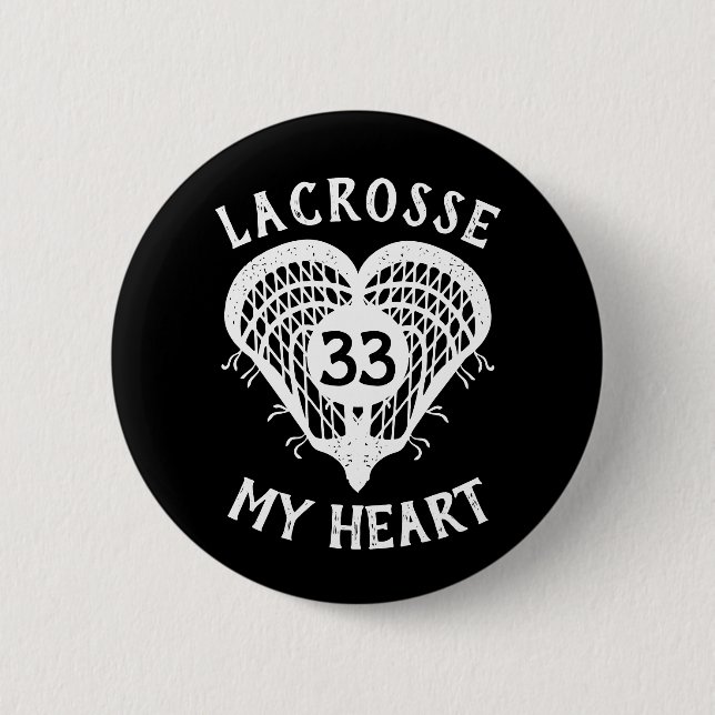Schwarze Lacrosse - Herztaste Button (Vorderseite)