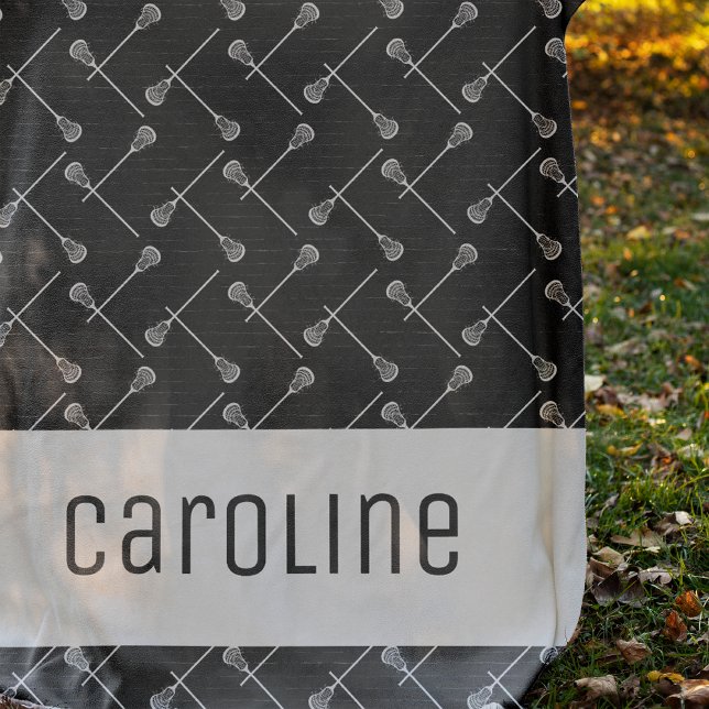 Schwarze Lacrosse Weiße Sticks Gemustert Fleecedecke (Von Creator hochgeladen)