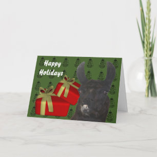 Schwarze Lama-Vieh-Weihnachtsfeiertags-Karte Feiertagskarte