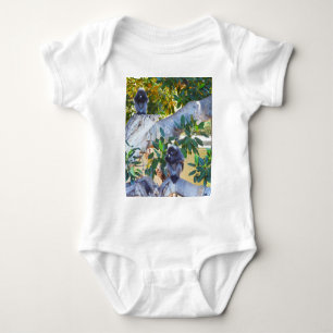 Schwarze Langur-Affen essen, Baby Bodysuit Strampler