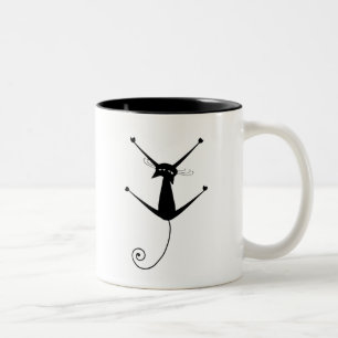 Schwarze launische Miezekatze 10 Zweifarbige Tasse