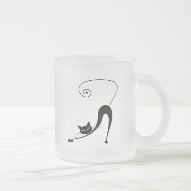 Schwarze launische Miezekatze 2 Mattglastasse (Rechts)