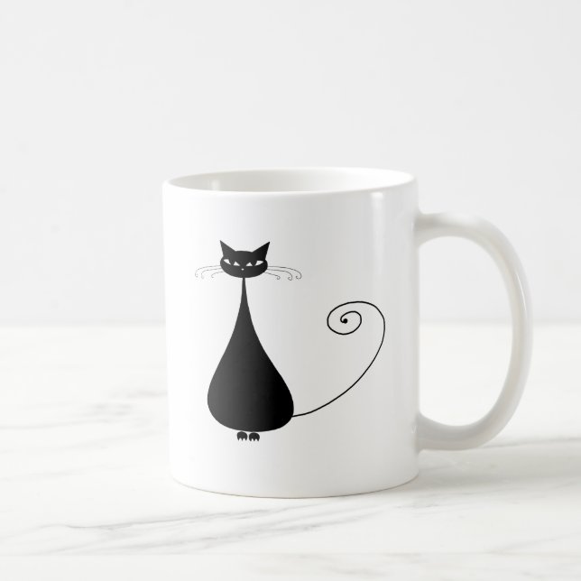 Schwarze launische Miezekatze 4 Tasse (Rechts)