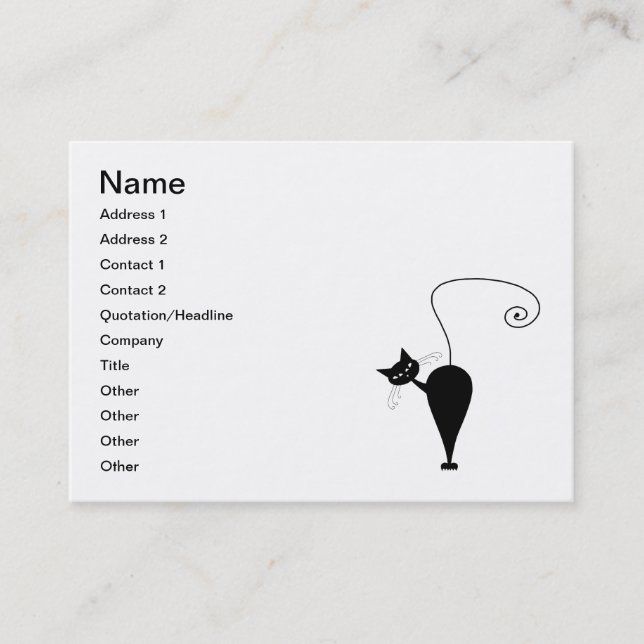 Schwarze launische Miezekatze 5 Visitenkarte (Vorderseite)