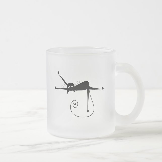 Schwarze launische Miezekatze 7 Mattglastasse (Rechts)