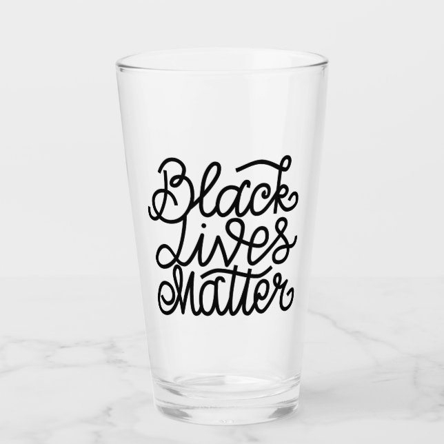 Schwarze Lebensfrage Glas (Vorderseite)