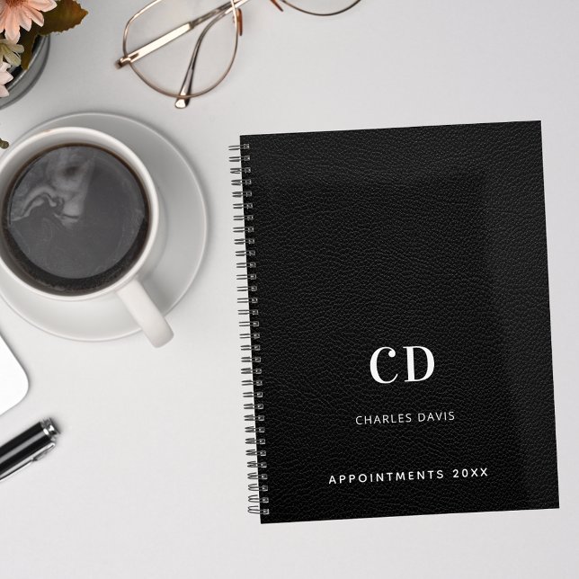 Schwarze Leder-Monogramm-Initialen 2027 Planer (Von Creator hochgeladen)