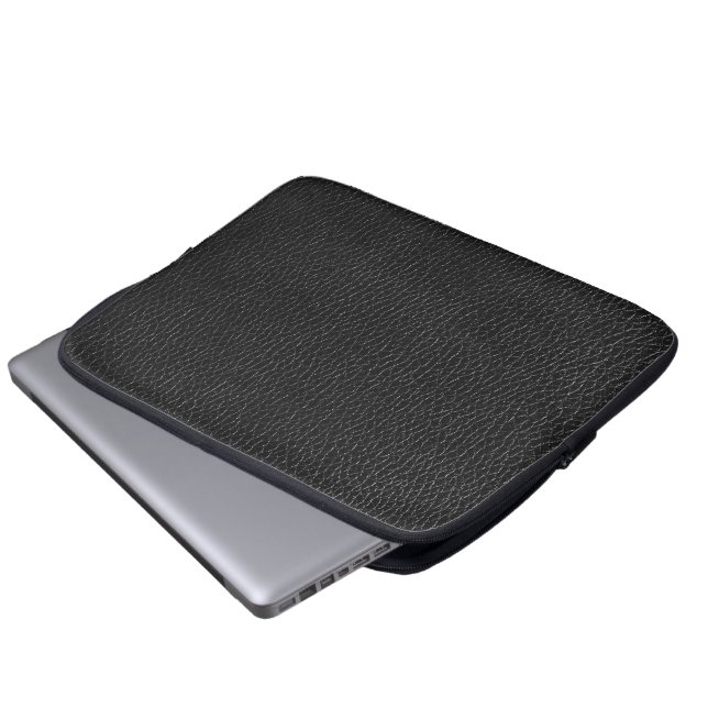 Schwarze Leder-Oberflächenstruktur Laptopschutzhülle (Vorne Knopf)