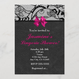 Schwarze Leder- und Spitzen-Dessous-Duscheneinladu Einladung