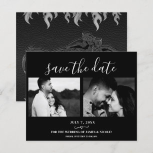Schwarze Lederbike-Hochzeit 2 Foto Save-the-Date