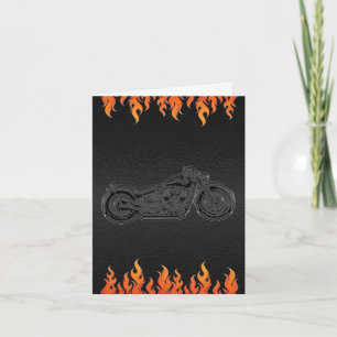Schwarze Lederorange Flammen Motorrad Danke