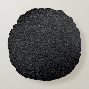 Schwarze Ledertextur oder Hintergrund. Leder,Textu Rundes Kissen