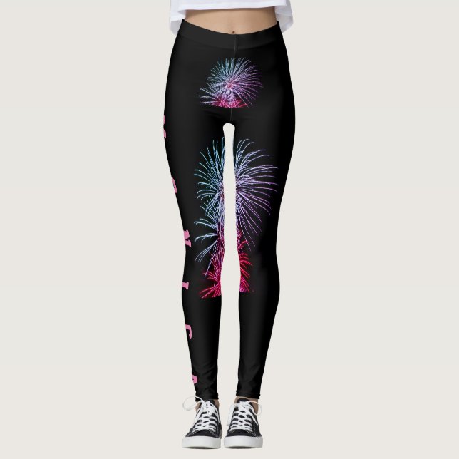 Schwarze Leggings für benutzerdefinierte Repeat-Na (Vorderseite)