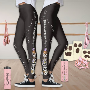 Schwarze Leggings Halloween Süße Goth-Schädel