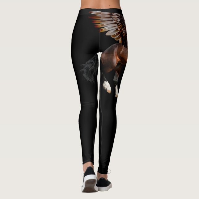 Schwarze Leggings mit Bucht Pegasus (Rückseite)