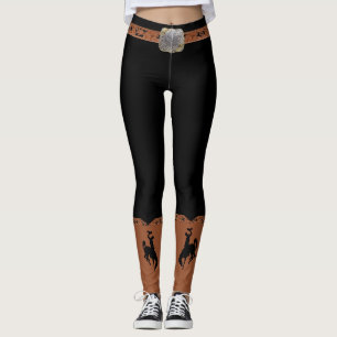 Schwarze Leggings mit Cowboy-Gurt lädt