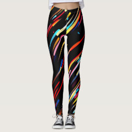Schwarze Leggings mit farbenfrohen, fallenden Mete