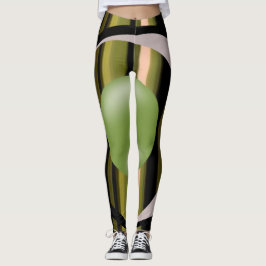Schwarze Leggings mit grüner Strippe