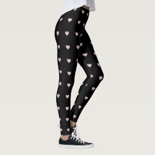 Schwarze Leggings mit rosa Herzen   LEGGINGS