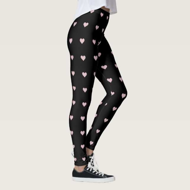 Schwarze Leggings mit rosa Herzen | LEGGINGS (Rechts)