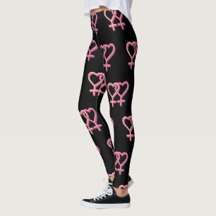Schwarze Leggings mit rosa lesbischem Herzsymbol