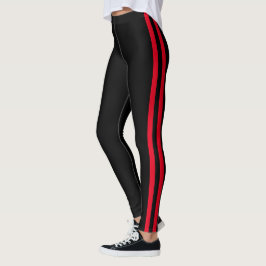 Schwarze Leggings mit roten Streifen in benutzerde