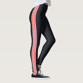 Schwarze Leggings mit sportlicher Seite Stipe your