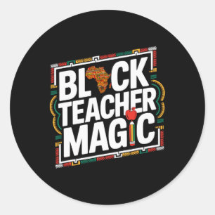 Schwarze Lehrerin Magie Afro Schwarze Geschichte M Runder Aufkleber