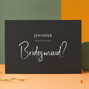 Schwarze Leinen Weiße Schrift Wirst du meine Braut Einladung
