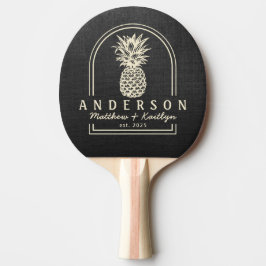 Schwarze Leinwand Ananas Hochzeitsbogen & Name Tischtennis Schläger