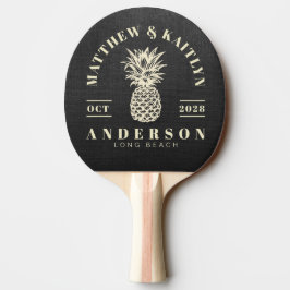 Schwarze Leinwand Tropische Ananas Hochzeit Tischtennis Schläger